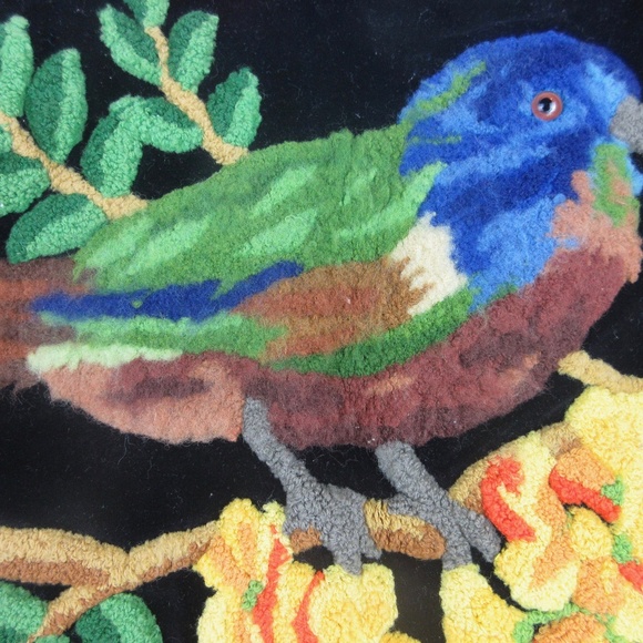 Vintage Punch Needle Embroidery Wool Velvet Pillow - Picture 4 of 8